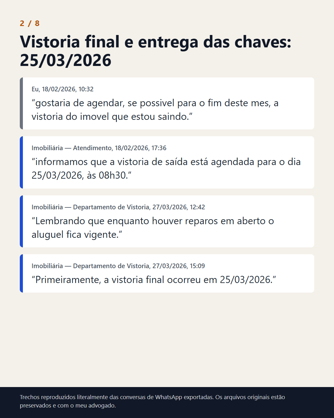 Termo de Entrega de Chaves e Vistoria Final